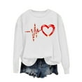 thumbnail image 1 of Valentines Womens Tops Love Heart Beat Print Shirts Cute Crewneck Sweatshirt Long Sleeve Plain Tops Valentines Shirts for Women, 1 of 4