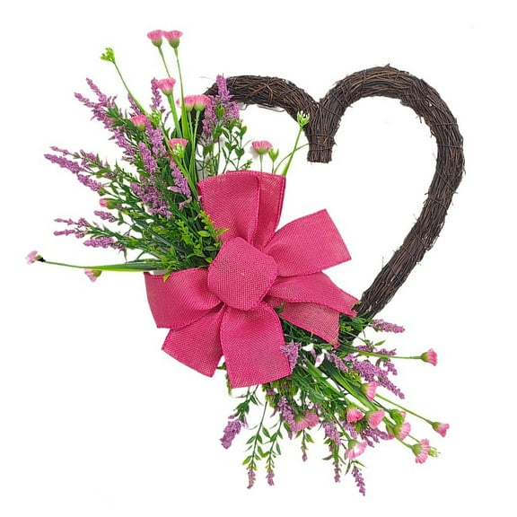 Valentines Wreath Heart Shaped Wreath Artificial Flower Wreath Front Door Garland for Valentines Day Wedding Party Supplies Decorations
