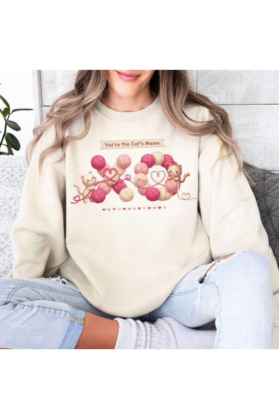 Valentines day Cat Sweatshirt Cat Lover Valentines Sweatshirt Cute Cat Mom Gift Kawaii Kitty Valentine Crewneck cat mama present