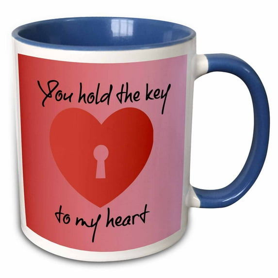 Valentines day, you hold the key to my heart picture, red heart 11oz Two-Tone Blue Mug mug-172464-6