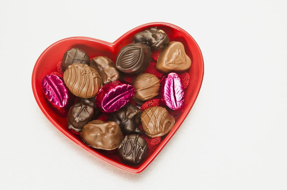 Valentines heart-shaped tray with assortment of sweets Canvas Art - Bill Brennan Design Pics (19 x 12)