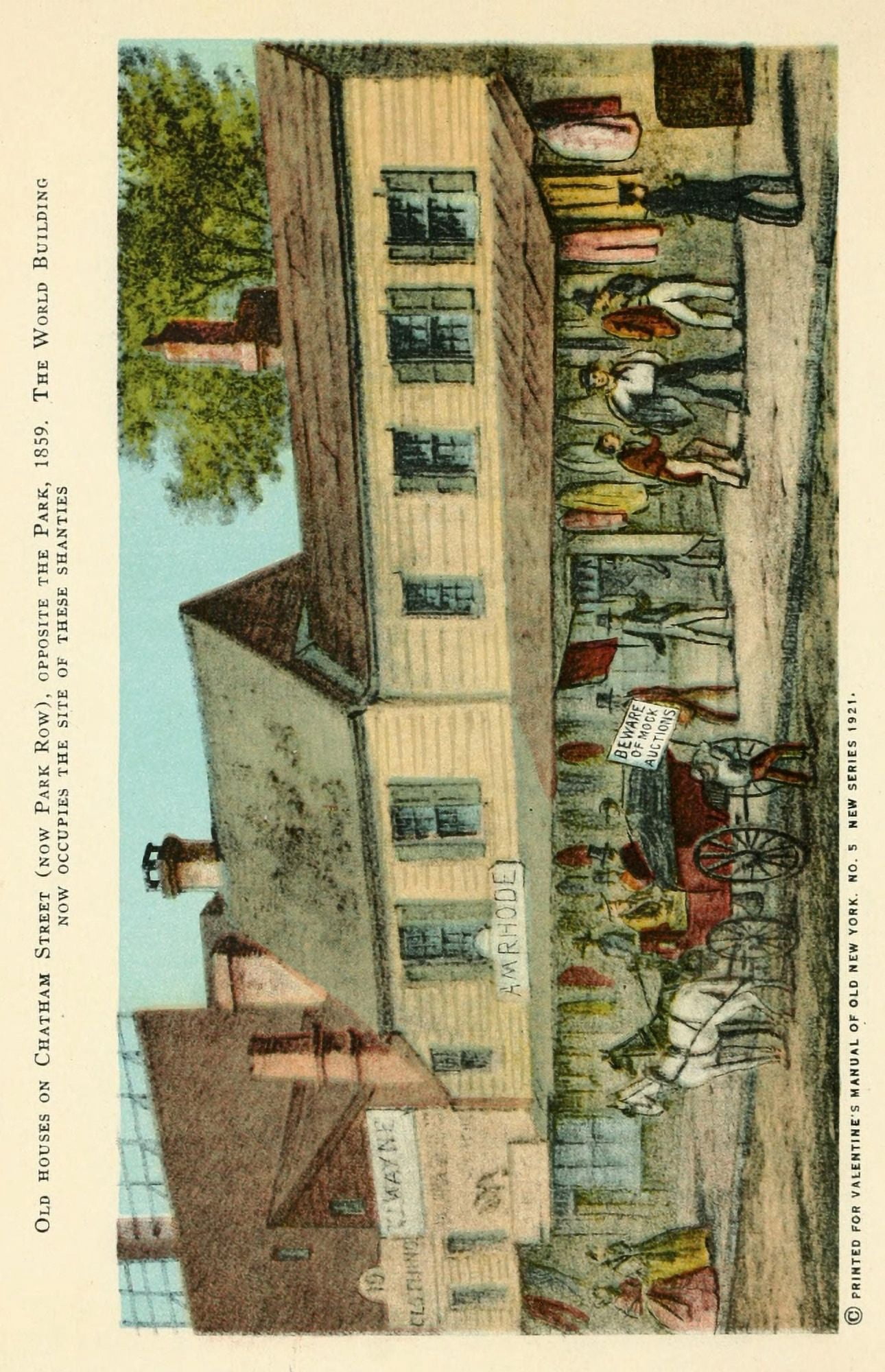 Valentines manual of old New York 1919 Old houses on Chatham Street Canvas Art - Unknown (18 x 24)