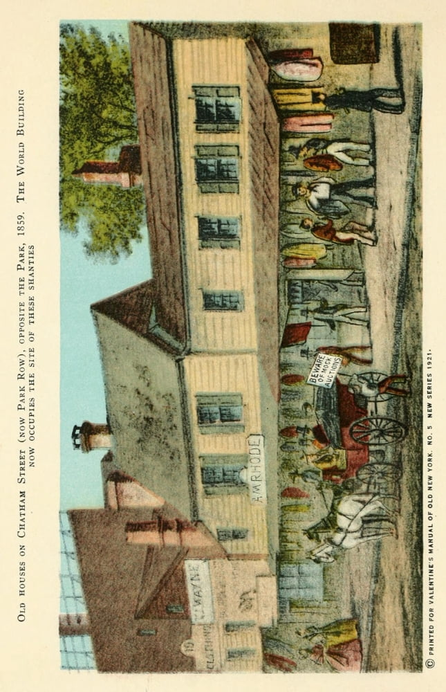 Valentines manual of old New York 1919 Old houses on Chatham Street Canvas Art - Unknown (24 x 36)