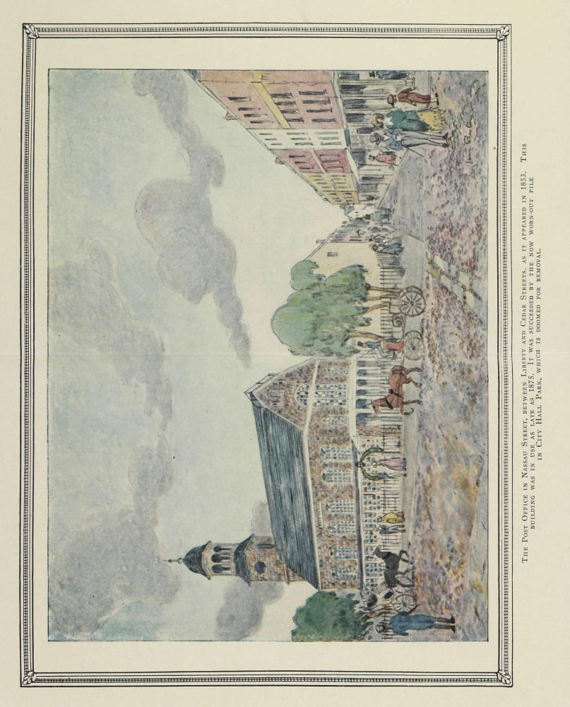 Valentines manual of old New York 1919 The Post Office Nassau Street Canvas Art - Unknown (18 x 24)