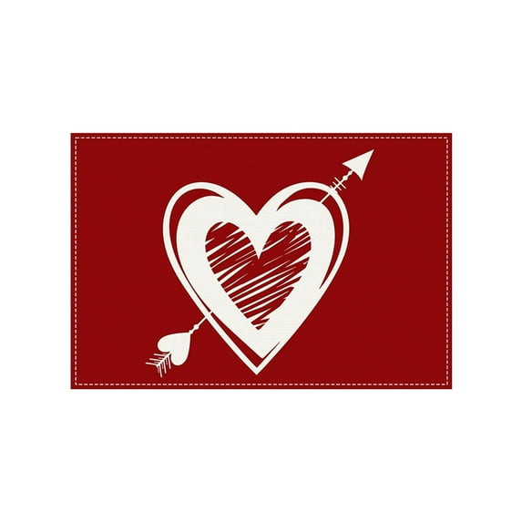 Valentines's Day Linen Solid Color Letter Print Placemats Holiday Party Insulated Placemats Heart Print Placemats Suitable For Valentines's Day Products