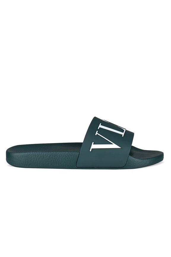 Garavani Deep Green Rubber Vltn Slides Green (Men's)