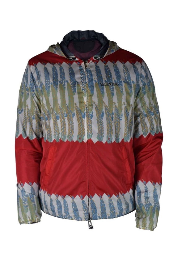 Garavani Leaf Print Nylon Jacket With Drawstring Hood (Men's)