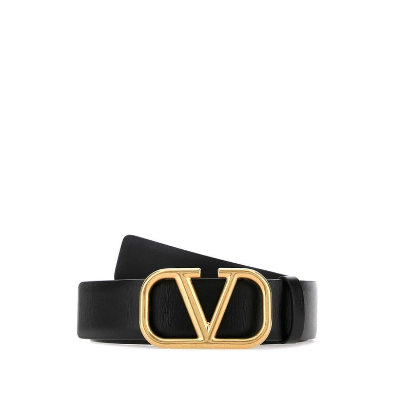 Valentino Garavani Man Black Leather Vlogo Belt 
