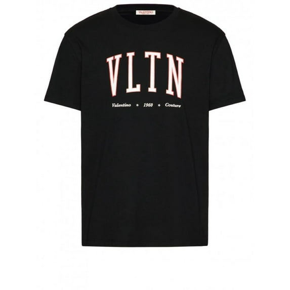 Valentino Garavani Men's Black Red Outline Short Sleeve Crew Neck T-Shirt
