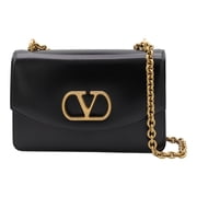 Valentino Garavani Mens Rectangular Black Bag With Gold-Tone Chain Strap And Logo Emblem Black