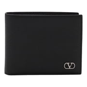Valentino Garavani Men's Textured Leather Bifold Wallet With Metallic Emblem Black