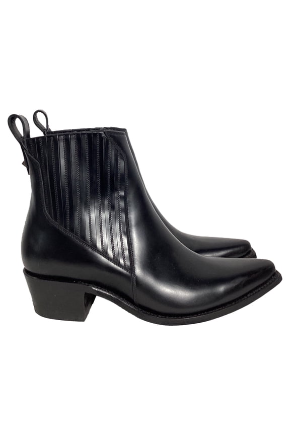 Garavani Ranch Ankle Cowboy Boots in Black Calf Leather