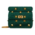 thumbnail image 1 of Valentino Garavani Roman Stud Medium Shoulder Bag Metallic Green Lurex, 1 of 7