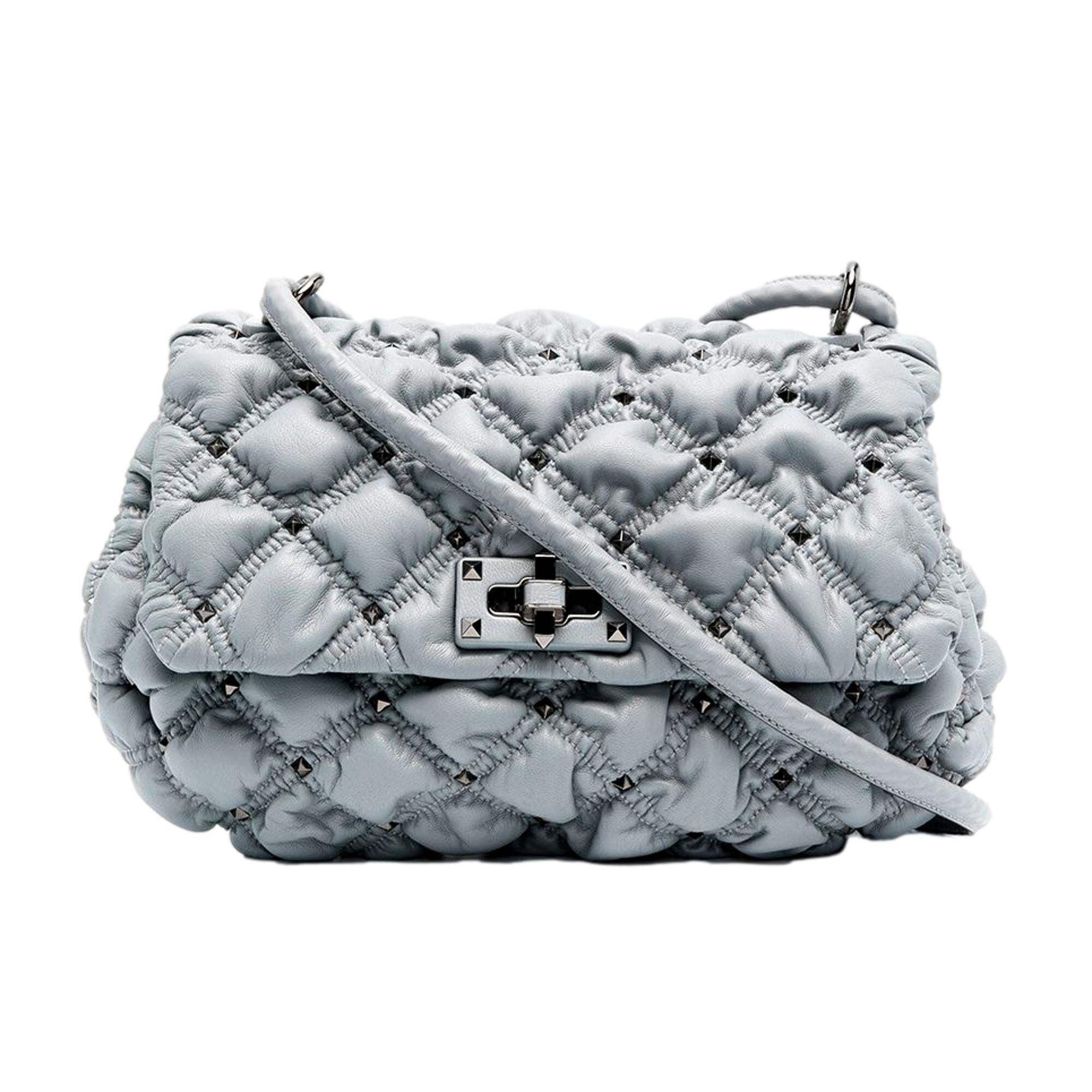 Valentino Garavani Spike Me Gray Leather Crossbody Bag Valentino Garavani Spike Me Gray Leather Crossbody Bag