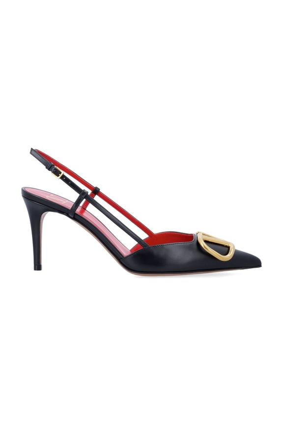 Garavani Vlogo Vitello Leather Slingback Pumps Black (Women's)