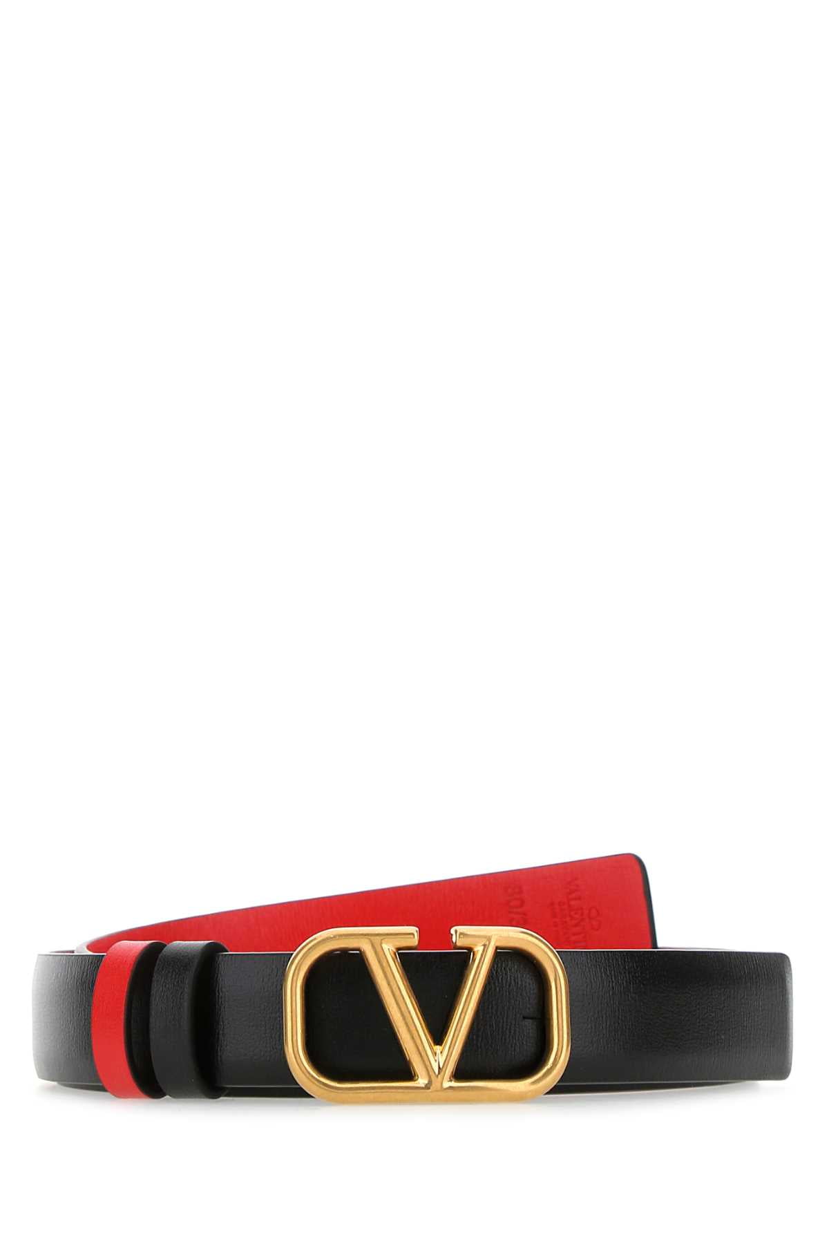 Valentino Garavani Women's Signature Black Leather Vlogo Belt | 75 by Mitchell Stores