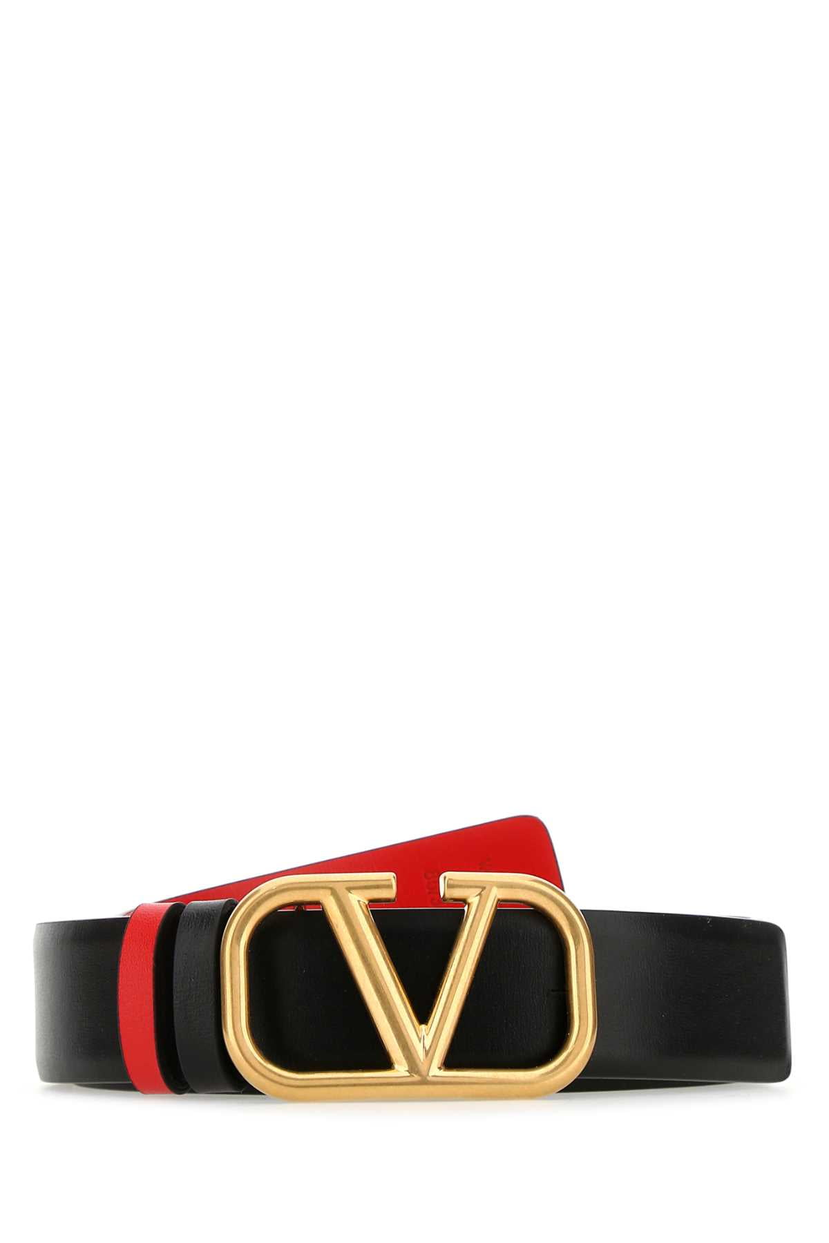 Valentino Garavani Reversible Leather Waist Belt In Black