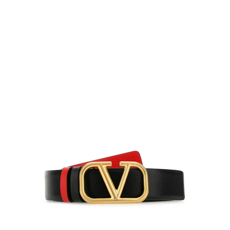Valentino Garavani Woman Black Leather Vlogo Signature Reversible Belt 
