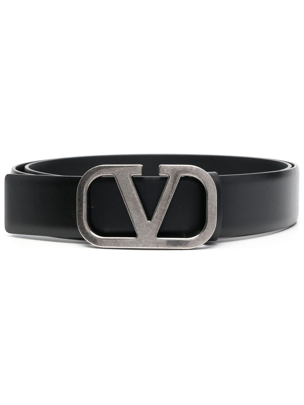 Valentino Garavani Women Vlogo Leather Black Belt 