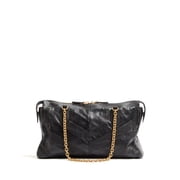 Valentino Garavani Womens Black Elongated Chevron Stitching Handbag Black