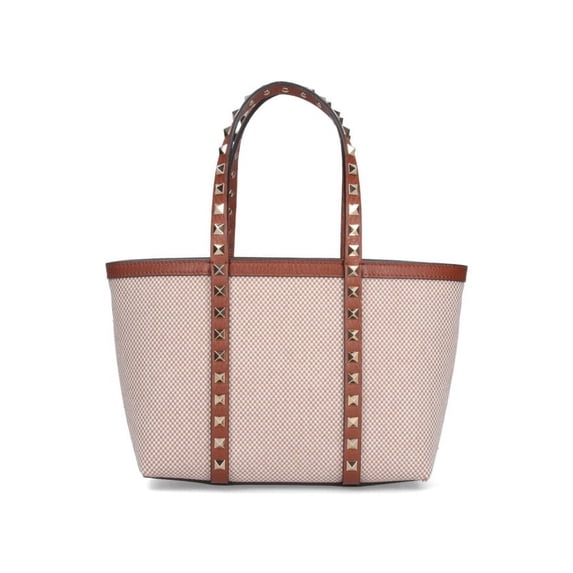 Valentino Garavani Women's "Rockstud" Small Shopping Bag – Beige Neutrals