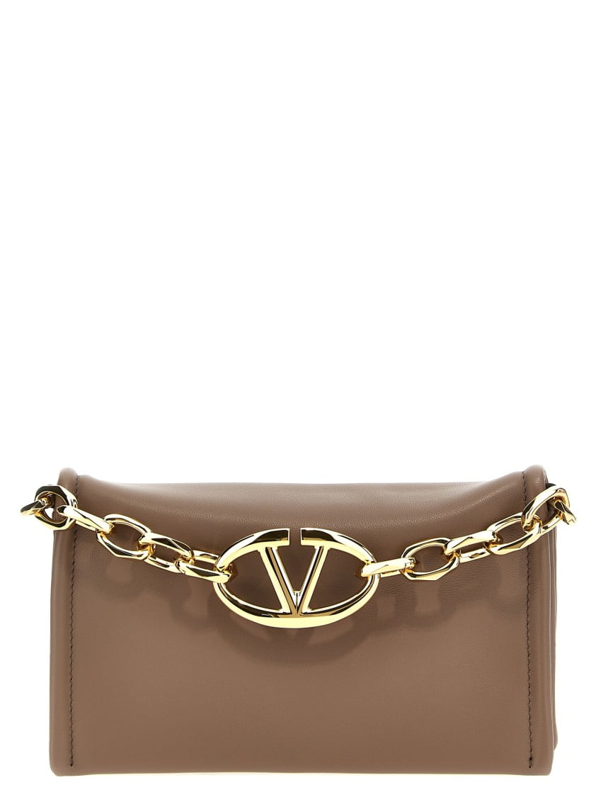 クラッチバッグ VALENTINO GARAVANI 'VLogo Chain' clutch bag Brown Valentino Garavani Women's 'Vlogo Chain' Clutch Bag Brown
