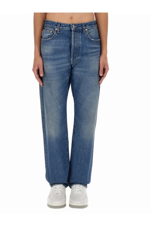 Blue Denim Straight-Leg Logo Jeans – Blue (Men's)
