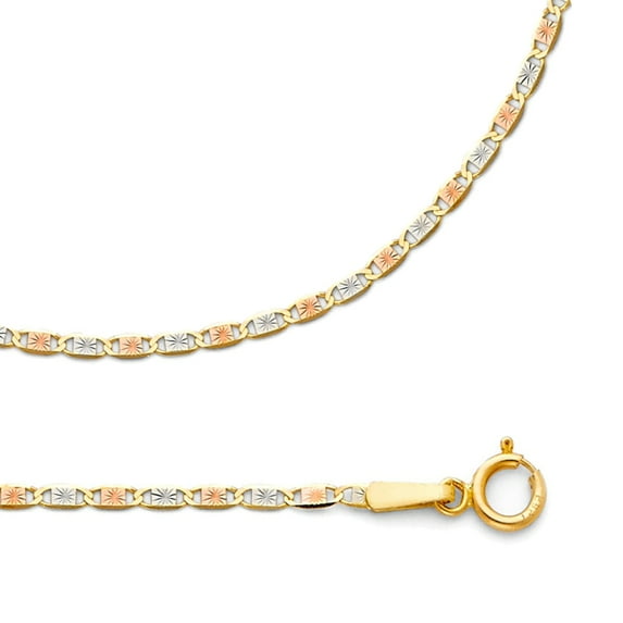 Valentino Necklace Solid 14k Yellow White Rose Gold Chain Star Diamond Cut Thin Multi 1.5 mm 20 inch