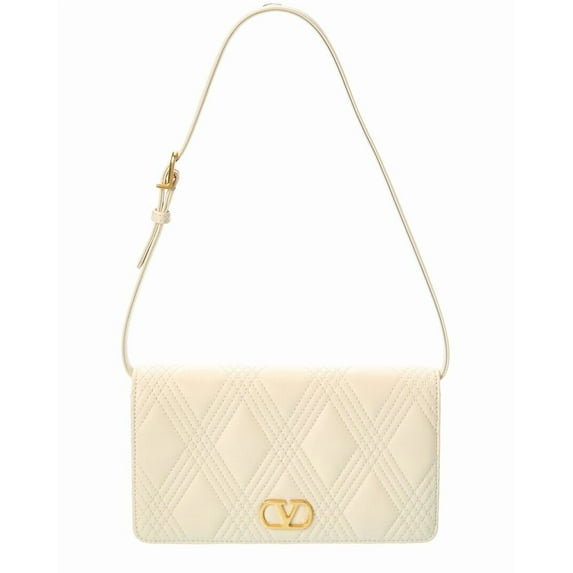 Valentino Quiltie 67 Mini Leather Shoulder Bag, White