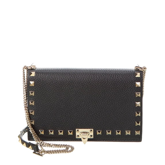 Valentino Rockstud Grainy Leather Crossbody, Black