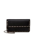 thumbnail image 1 of Valentino Rockstud Grainy Leather Wallet On Chain, Black, 1 of 4