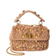 Valentino Roman Stud Shoulder Bag, Brown
