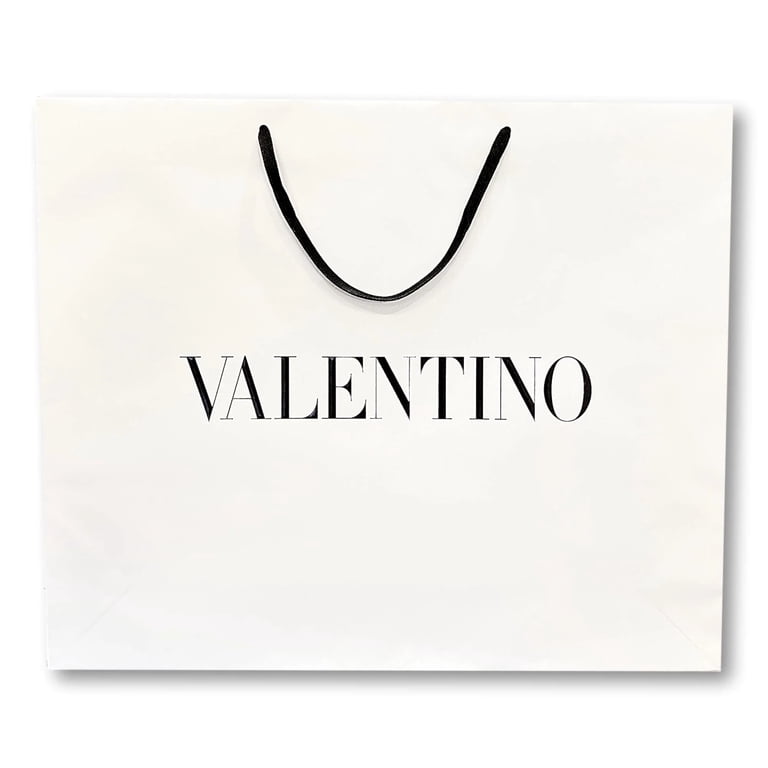 Valentino Shopping Gift Bag, White Paper, Embossed Logo, Large