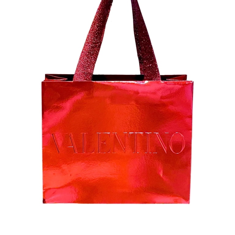 VALENTINO メンズ 紙袋 ① 48cm✗40cm✗14cm Valentino Embossed Logo Shopping Gift Bag, Thick Metallic Red