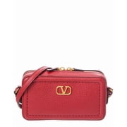 Valentino VLogo Alltime Mini Leather Camera Bag, Red