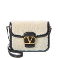 thumbnail image 1 of Valentino VLogo Shearling & Leather Shoulder Bag, Black, 1 of 5