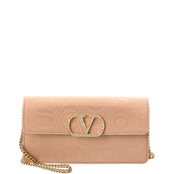 Valentino VLogo Signature Grosgrain Wallet On Chain, Pink