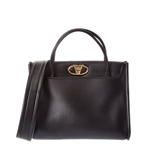 Valentino VLogo Signature Leather Shoulder Bag, Black
