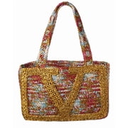 Valentino VLogo Signature Medium Raffia Tote, Yellow