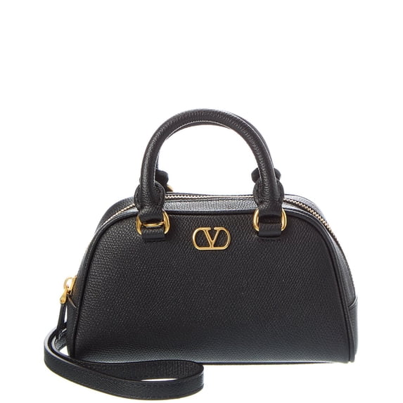 Valentino VLogo Signature Mini Leather Shoulder Bag, Black