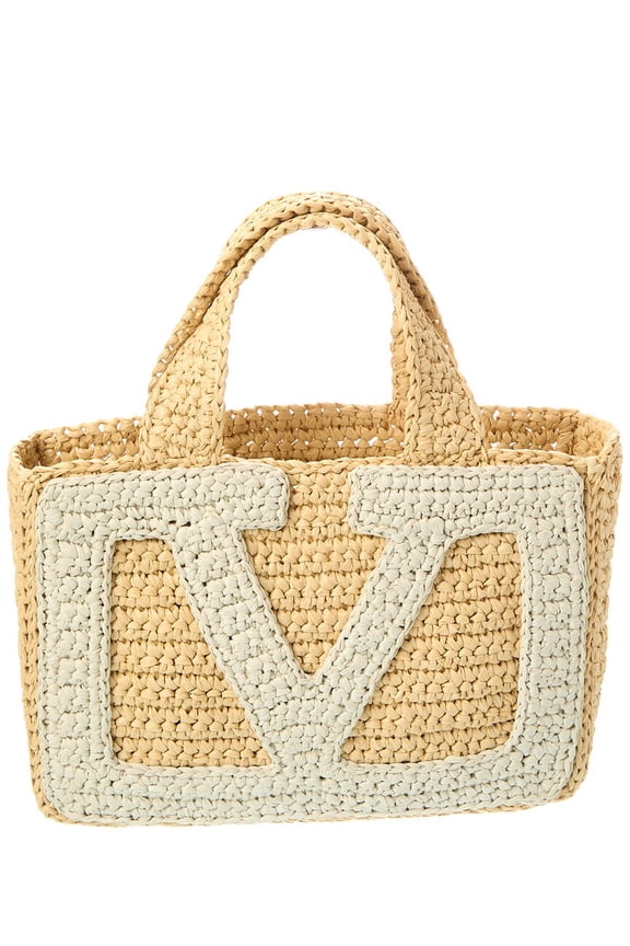 Viva Small Raffia Tote, White
