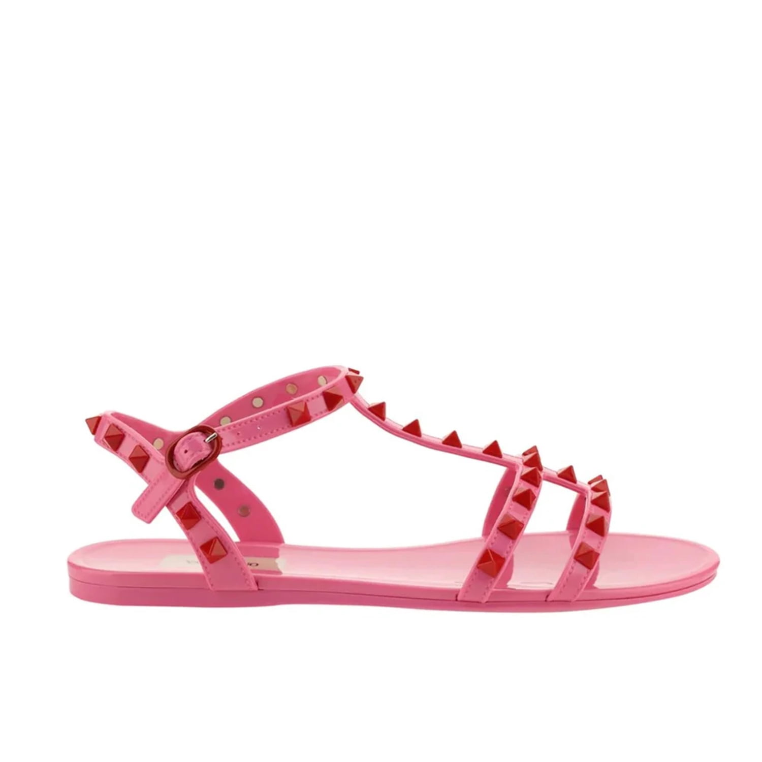 Rockstud 1cm Square Toe White Leather Sandals