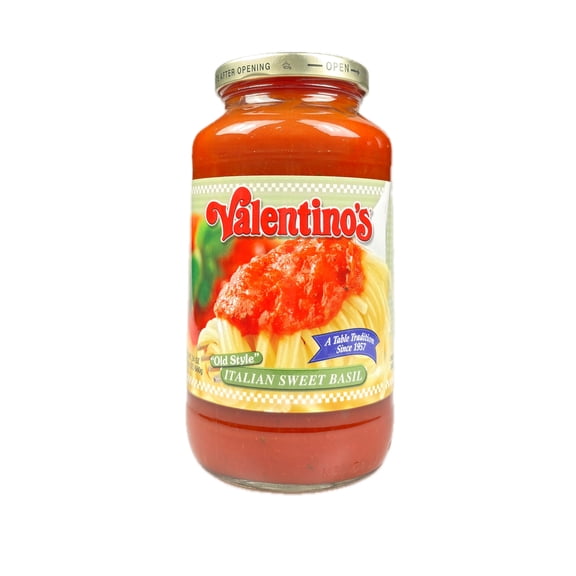 Valentino’s Old Style Italian Sweet Basil Pasta Sauce, Traditional Sicilian-Style, Slightly Sweet, 24 oz Jar