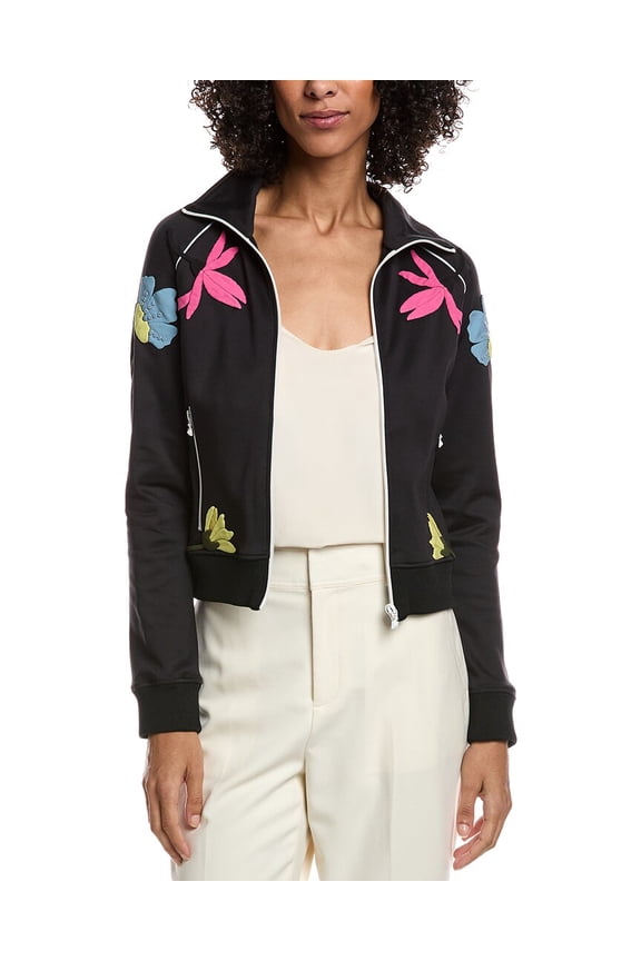 womens Applique Track Jacket, s, Black