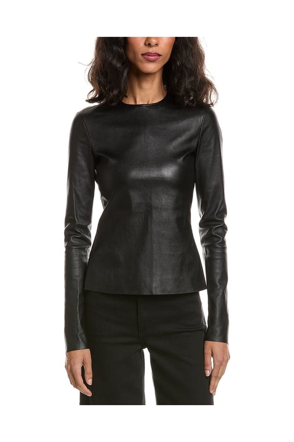 womens Leather T-Shirt, 40, Black