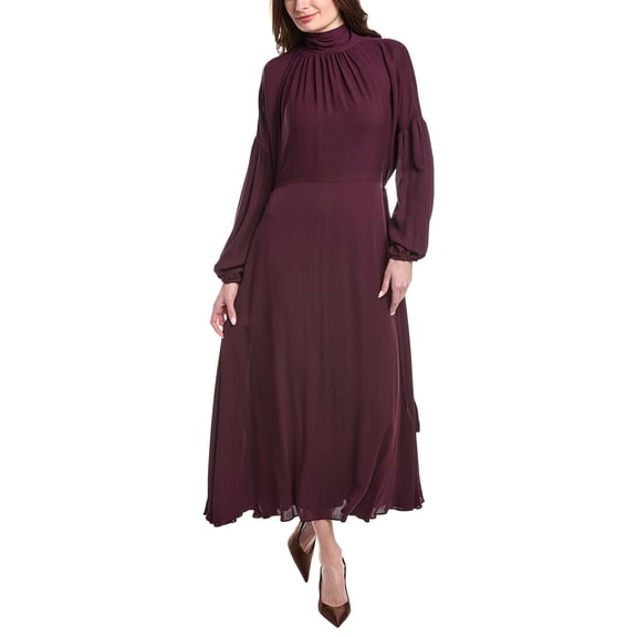 Valentino womens Silk Midi Dress, 42, Purple