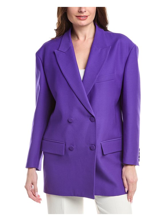 womens Wool & Silk-Blend Over Jacket, 42, Blue