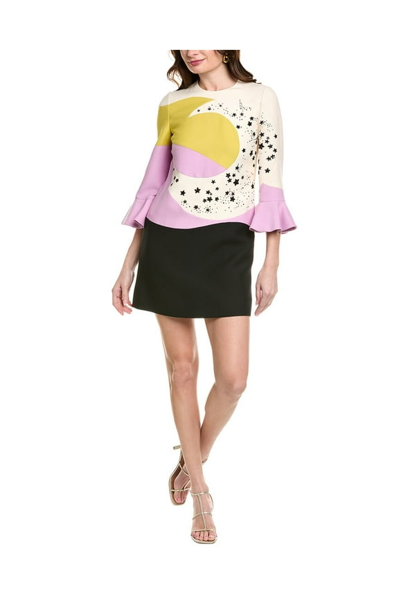 womens  Wool & Silk-Blend Shift Dress, 44, Green