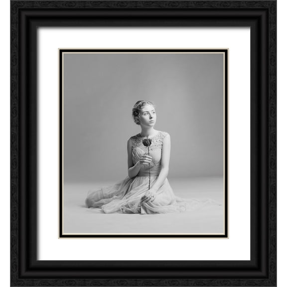 Valentyn, Kolesnyk 15x16 Black Ornate Wood Framed with Double Matting Museum Art Print Titled - Rose