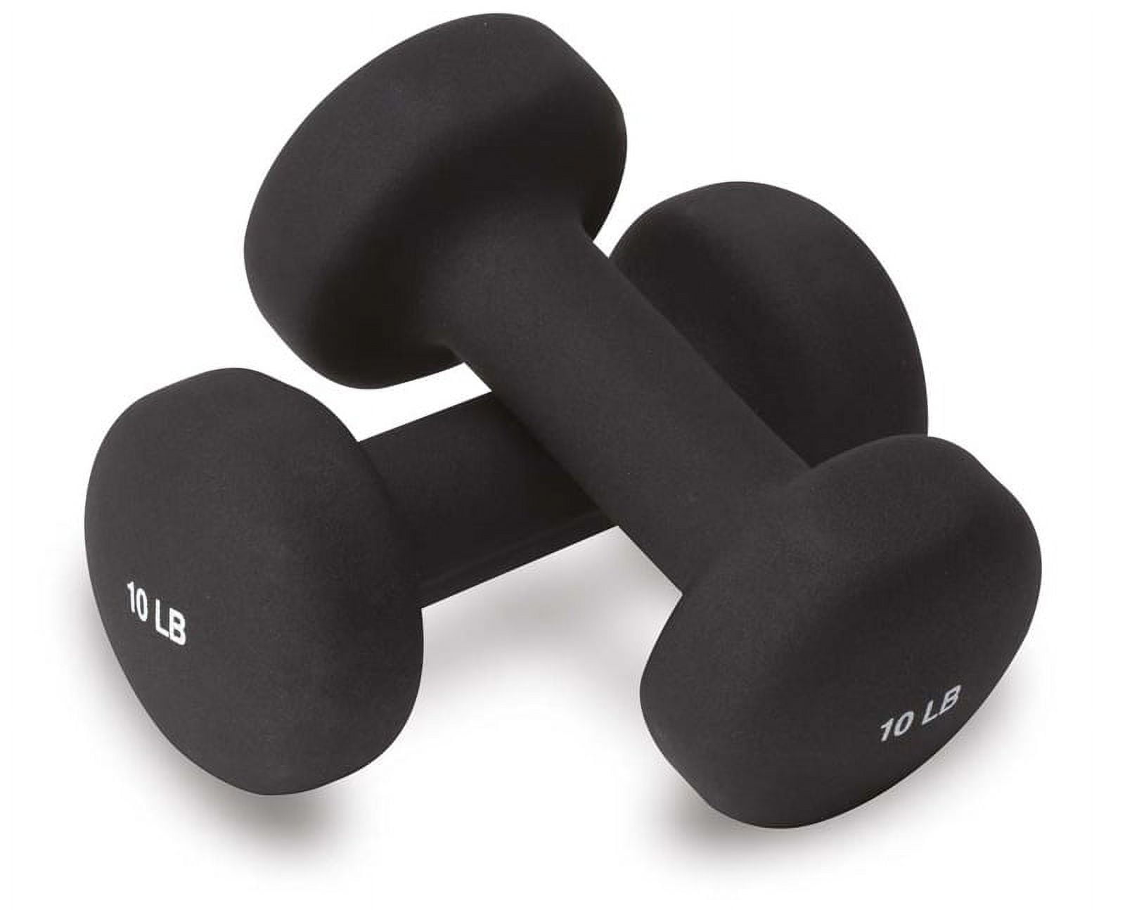Valeo 10 Pound Pair Non Slip Neoprene Black Hand Weights For Fitness Training Dumbbell Set Includes Exercise Chart